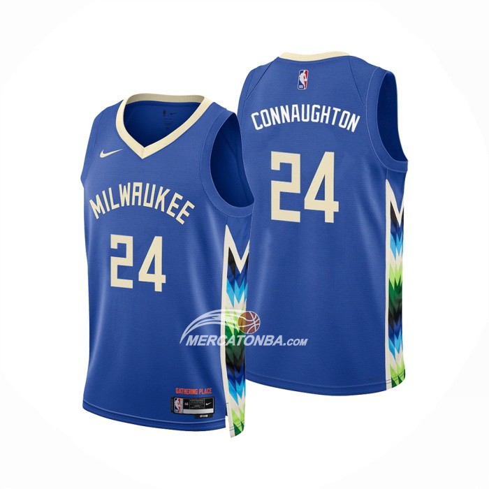 Maglia Milwaukee Bucks Pat Connaughton NO 24 Citta 2022-23 Blu